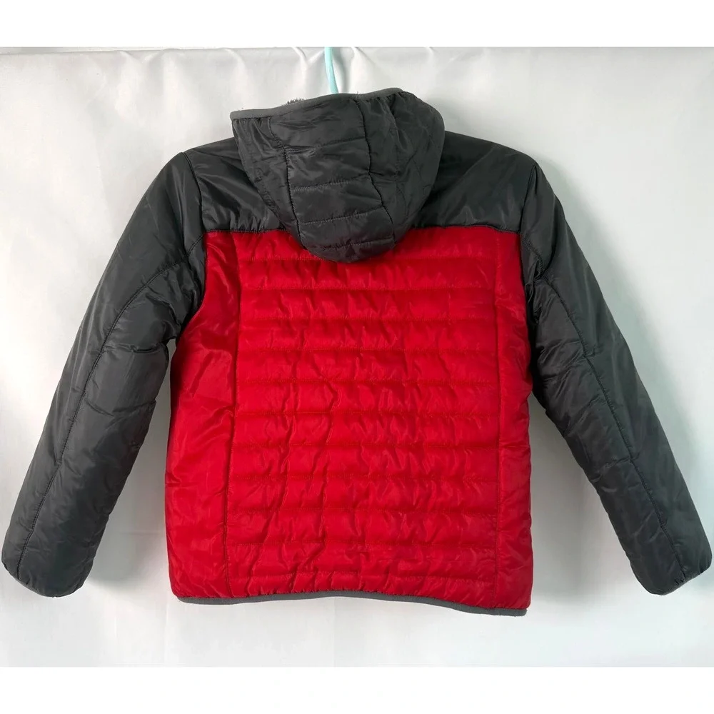 Eddie Bauer Kids Jacket Size M 10/12 Red Hooded Down Puffer Coat Reversible